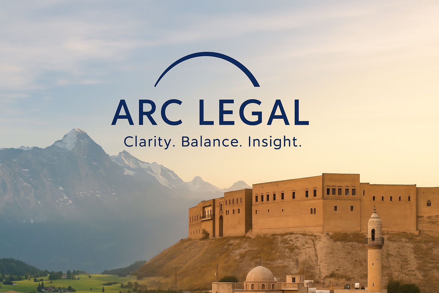 Valais mountains blending into Erbil Citadel skyline